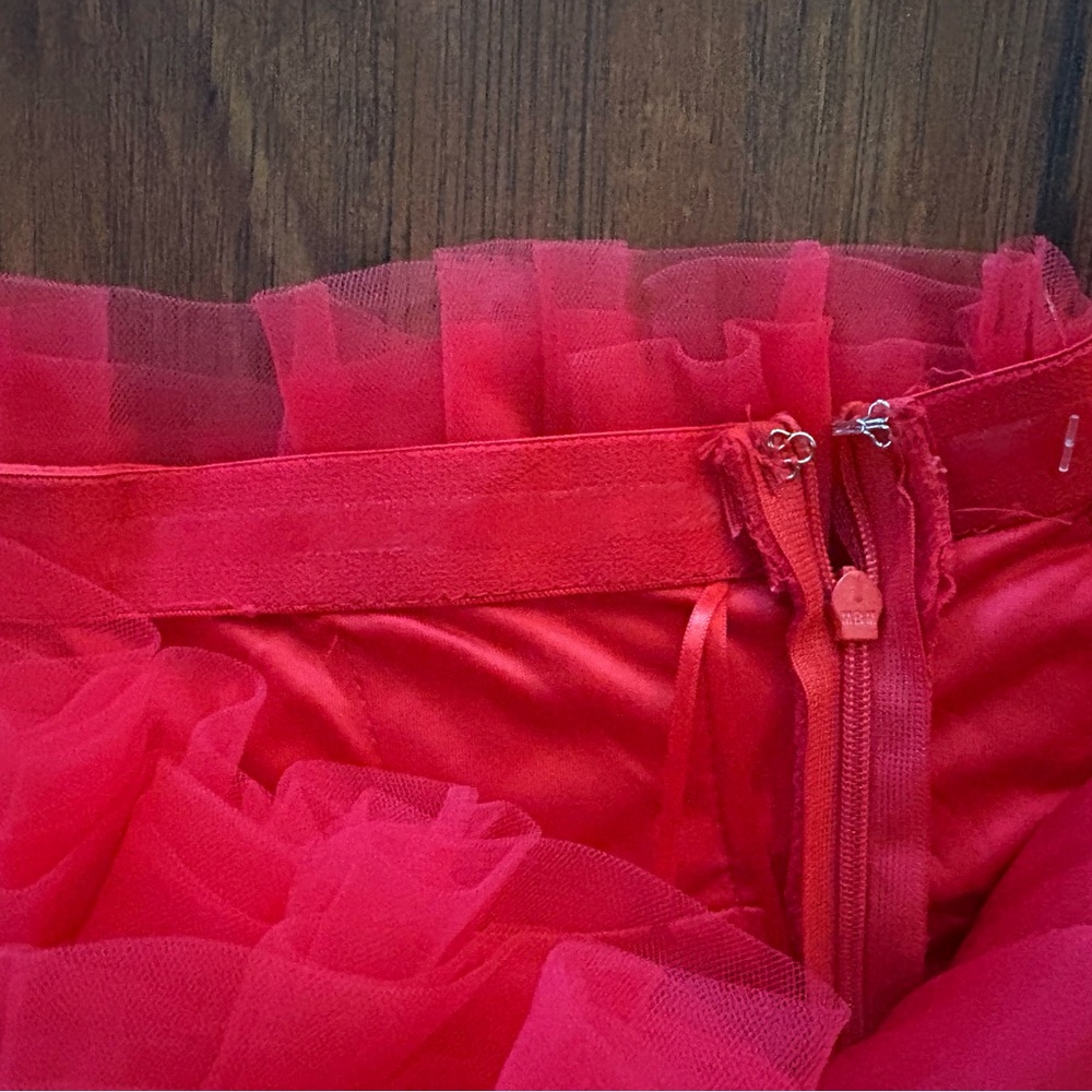 Altar'd State Strapless Red Tiered Tulle Mini Dress - Picture 5 of 6